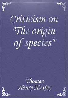 Criticism on "The origin of species"
