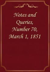 Notes and Queries, Number 70, March 1, 1851 표지 이미지