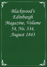 Blackwood's Edinburgh Magazine, Volume 54, No. 334, August 1843 표지 이미지