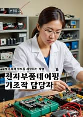 전자부품테이핑기조작 담당자 - 전자부품, 테이핑기, 조작, 담당자, 생산라인, 공정, 자동화, 품질관리, 작업지시서, 안전규정 표지 이미지