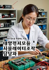 태양전지모듈시뮬레이터조작 담당자 - 태양전지모듈, 시뮬레이터, 조작, 담당자, 키워드, 모듈, 태양광, 시스템, 테스트, 성능 표지 이미지