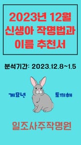 2023년 12월 신생아 작명법과 이름 추천서 표지 이미지