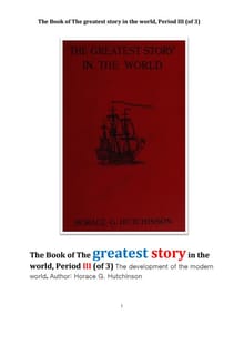 세상에서 가장 위대한 이야기 제3권. THE GREATEST STORY IN THE WORLD Vol. III,By HORACE G. HUTCHINSON, B.A.