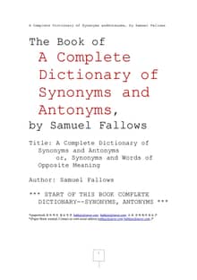 사무엘팔로의 동의어 및 반의어 완전 사전 (A Complete Dictionary of Synonyms andAntonyms, by Samuel Fallows)