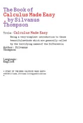 쉽게 만든 미적분학 수학 (The Book of Calculus Made Easy, by Silvanus Thompson) 표지 이미지