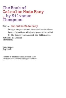 쉽게 만든 미적분학 수학 (The Book of Calculus Made Easy, by Silvanus Thompson)