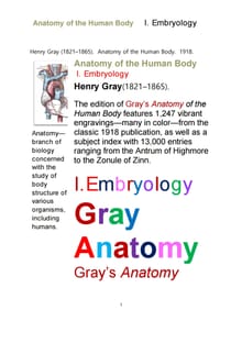 그레이아나토미 해부학 중에서 제1권 발생학.Gray’s Anatomy,Anatomy of the Human Body, I. Embryology.b