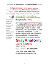 그레이아나토미 해부학의 제11권 2부 소화기관학 텍스트책.Gray’s Anatomy. XI. Splanchnology. 2. The Digestive Apparatus Text Book,by Henry Gray 표지 이미지