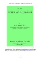 자연주의의 윤리론 (On the Ethics of Naturalism, by William Ritchie Sorley) 표지 이미지