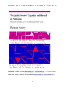 숙녀의 예절과 바른예절 소개서 (The Ladies' Book of Etiquette, and Manual of Politeness,by Florence Hartley)