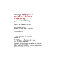 비 유클리드 기하학의 요소들 (The Elements of non-Euclidean Geometry, by Julian Lowell Coolidge)