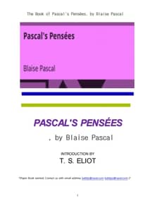 파스칼의명상록 팡세 (The Book of Pascal's Pensees, by Blaise Pascal)