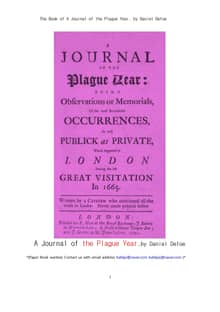 흑사병 전염병시대의 논문집.The Book of A Journal of the Plague Year, by Daniel Defoe