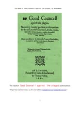 흑사병 역병에 관한 좋은 조언자문.The Book of Good Councell against the plague, by Anonymous 표지 이미지