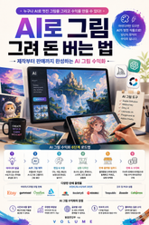 AI로 그림 그려 돈 버는 법 : 제작부터 판매까지 완성하는 AI 그림 수익화 표지 이미지