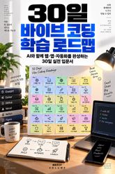 30일 바이브 코딩 학습 로드맵 : AI와 함께 웹·앱·자동화를 완성하는 30일 실전 입문서 표지 이미지