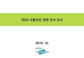 2010 식품 안전 관련 인식 조사 표지 이미지