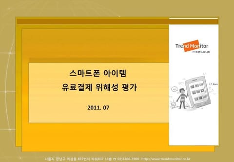 2011 유료 아이템 결제 위해성 평가 조사 표지 이미지