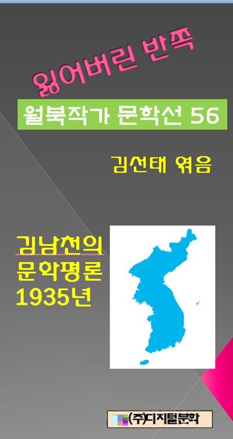 잃어버린 반쪽 월북작가 문학선집 56 김남천의 문학평론 1935년 표지 이미지