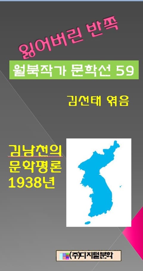 잃어버린 반쪽 월북작가 문학선집 59 김남천의 문학평론 1938년 표지 이미지