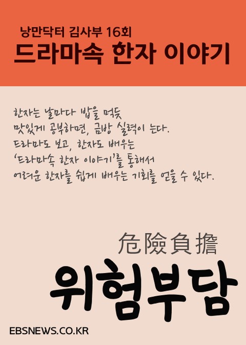 위험부담危險負擔 (낭만닥터 김사부 드라마속 한자 이야기) 표지 이미지